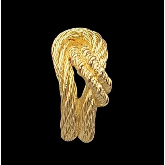 VINTAGE Christian Dior Cordage Knots Clip On Earrings Textured Gold Plated - Picture 6 of 12
